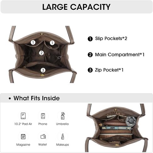 Kattee Leather Tote Bags for Women, Soft Genuine Leather Purses and Handbags, Shoulder Bag with Top Magnetic Snap Closure in Saudi Arabia