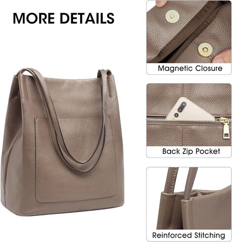 Kattee Leather Tote Bags for Women, Soft Genuine Leather Purses and Handbags, Shoulder Bag with Top Magnetic Snap Closure in Saudi Arabia