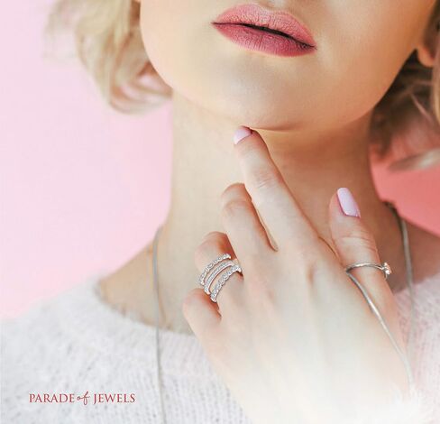 MAX + STONE 3 Piece CZ Eternity Stackable Fashion, Engagement, or Wedding Bands in Solid Sterling Silver in Saudi Arabia