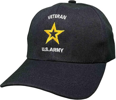VetFriends.com US Army Veteran Hat Officially Licensed Yellow Army Star Embroidered on Black Hat in Saudi Arabia