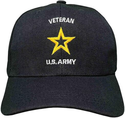 VetFriends.com US Army Veteran Hat Officially Licensed Yellow Army Star Embroidered on Black Hat in Saudi Arabia