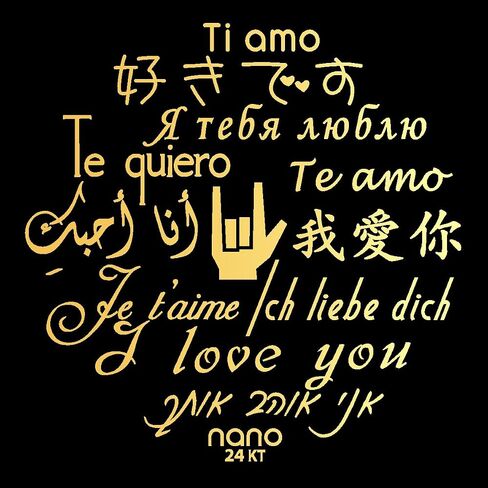 NanoStyle 925 Sterling Silver I Love You Heart Necklace and Crystal Dangle Earrings Jewelry Set for Women Crystal Love Pendant is Pure Gold Inscribed in 12 Languages in Miniature Text, 18" Rolo Chain in Saudi Arabia