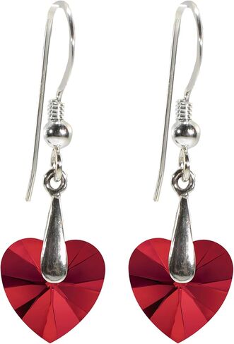 NanoStyle 925 Sterling Silver I Love You Heart Necklace and Crystal Dangle Earrings Jewelry Set for Women Crystal Love Pendant is Pure Gold Inscribed in 12 Languages in Miniature Text, 18" Rolo Chain in Saudi Arabia