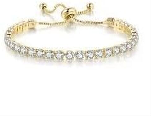 18K Yellow Gold 3 Set Created White Sapphire Round Necklace, Earrings And Tennis Bracelet Plated in Saudi Arabia