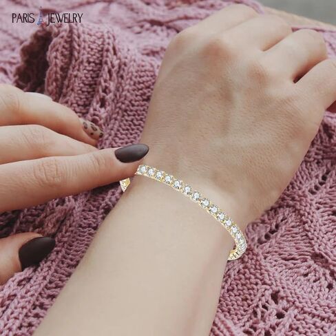18K Yellow Gold 3 Set Created White Sapphire Round Necklace, Earrings And Tennis Bracelet Plated in Saudi Arabia