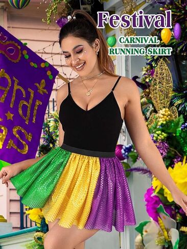 تنورة Kakaco Mardi Gras ترتر كرنفال للجري توتو مهرجان تنورة صغيرة للنساء والفتيات in Kuwait