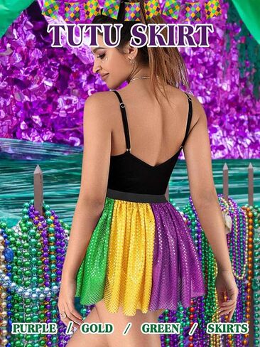 تنورة Kakaco Mardi Gras ترتر كرنفال للجري توتو مهرجان تنورة صغيرة للنساء والفتيات in Kuwait