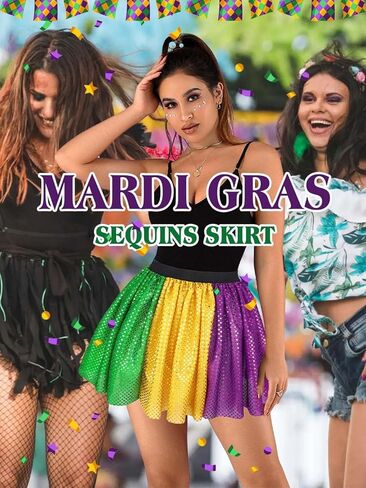 تنورة Kakaco Mardi Gras ترتر كرنفال للجري توتو مهرجان تنورة صغيرة للنساء والفتيات in Kuwait