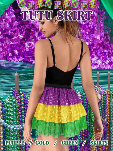 Kakaco Mardi Gras Sequins Skirt Carnival Running Tutu Festival Mini Skirt Costume for Women and Girls in Saudi Arabia