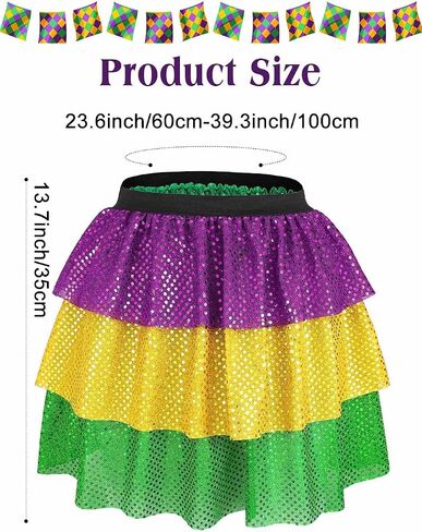 Kakaco Mardi Gras Sequins Skirt Carnival Running Tutu Festival Mini Skirt Costume for Women and Girls in Saudi Arabia
