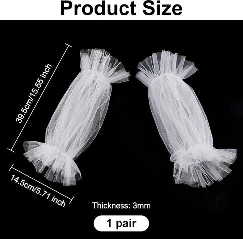 OLYCRAFT 1 Pair White Detachable Puff Sleeves Lace Removable Puffy Sleeves for Wedding Dress 15.5 inch Long Puffy Plain Tulle Sheer Full Sleeve for Wedding Gift Bridal Accessories in Saudi Arabia