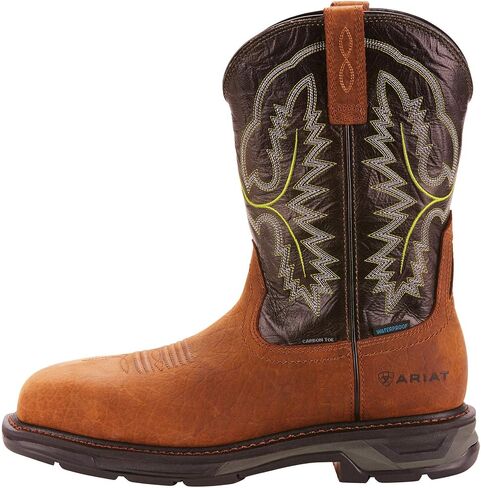 Ariat Mens WorkHog XT Wide Square Toe Waterproof Carbon Toe Work Boot Tumbled Bark/Dark Forest 8.5 Wide in Saudi Arabia