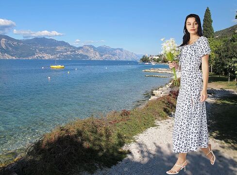 فستان بوهو للنساء فستان كوتاجكور فستان طويل صيفي ملفوف بالزهور كاجوال عتيق برقبة مربعة وحاشية مكشكشة فستان شاطئ منقسم in Kuwait