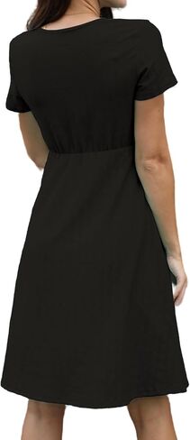 Women's Spring Summer Short Sleeve Casual Dresses V-Neck Floral Party Dress with Pockets in Saudi Arabia