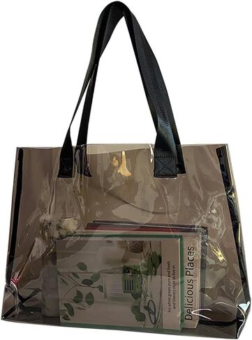 Large Clear Tote Bag-Versatile,Waterproof,Stain Resistant,Transparent Shoulder Tote Bag,Work Shoulder Tote Bag in Saudi Arabia