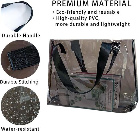 Large Clear Tote Bag-Versatile,Waterproof,Stain Resistant,Transparent Shoulder Tote Bag,Work Shoulder Tote Bag in Saudi Arabia