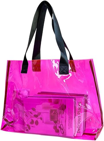 Large Clear Tote Bag-Versatile,Waterproof,Stain Resistant,Transparent Shoulder Tote Bag,Work Shoulder Tote Bag in Saudi Arabia