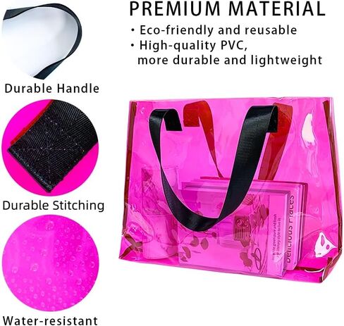 Large Clear Tote Bag-Versatile,Waterproof,Stain Resistant,Transparent Shoulder Tote Bag,Work Shoulder Tote Bag in Saudi Arabia