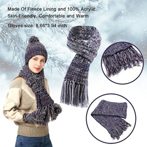 Best Mom Gifts, Winter Warm Beanie Hat Scarf and Touchscreen Gloves Set, Mothers Birthday Gifts for Mom from Daughter Son, Mothers Gifts in Saudi Arabia