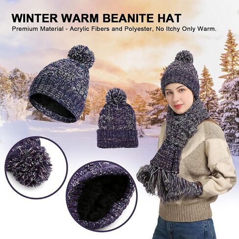 Best Mom Gifts, Winter Warm Beanie Hat Scarf and Touchscreen Gloves Set, Mothers Birthday Gifts for Mom from Daughter Son, Mothers Gifts in Saudi Arabia