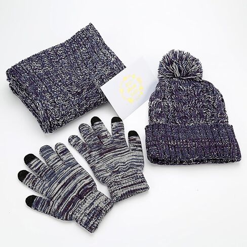 Best Mom Gifts, Winter Warm Beanie Hat Scarf and Touchscreen Gloves Set, Mothers Birthday Gifts for Mom from Daughter Son, Mothers Gifts in Saudi Arabia