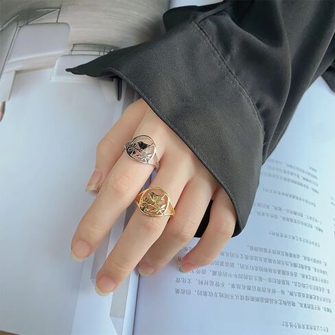 Izpack Hollow Bird Branch Statement Open Finger Ring Leaf Animal Round Adjustable Stacking Wide Rings Bands Cute Jewelry Gifts for Women Girls BBF in Saudi Arabia