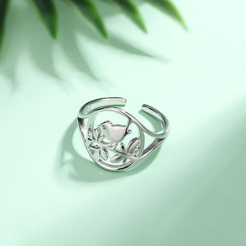 Izpack Hollow Bird Branch Statement Open Finger Ring Leaf Animal Round Adjustable Stacking Wide Rings Bands Cute Jewelry Gifts for Women Girls BBF in Saudi Arabia