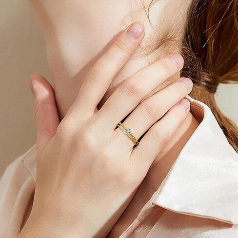 2PCS خواتم الذهب لذيذ للنساء طبقة مزدوجة زركونيا التراص خواتم للفتيات في سن المراهقة خواتم اللؤلؤ بيان للفتيات مجوهرات الهدايا حجم 5-9 in Kuwait