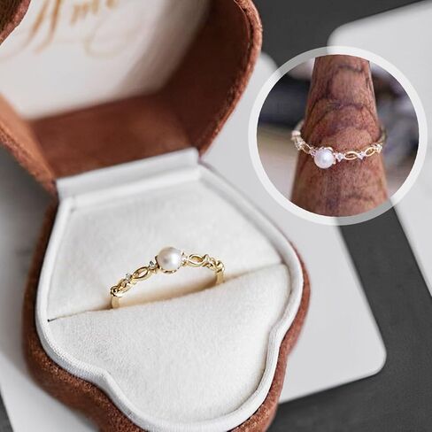 2PCS خواتم الذهب لذيذ للنساء طبقة مزدوجة زركونيا التراص خواتم للفتيات في سن المراهقة خواتم اللؤلؤ بيان للفتيات مجوهرات الهدايا حجم 5-9 in Kuwait