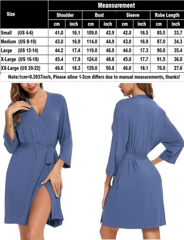 رداء كيمونو نسائي من Pjmlifecoco رداء حمام قصير خفيف الوزن ملابس نوم ناعمة مع جيوب S-XXL in Saudi Arabia