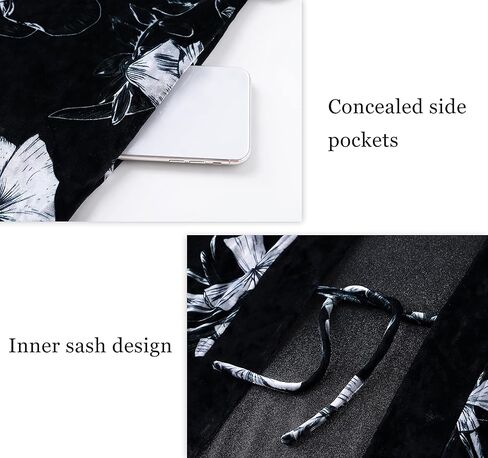 PRODESIGN Women's Long Velvet Robe Gold Printed Soft Warm Bathrobe Loose Sleepwear Nightgown in Kuwait