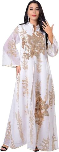 IMEKIS Women Muslim Abayas Applique Embroidery Long Sleeve Formal Dress Full Cover Islamic Dubai Robe Kaftan Prayer Clothes in Saudi Arabia