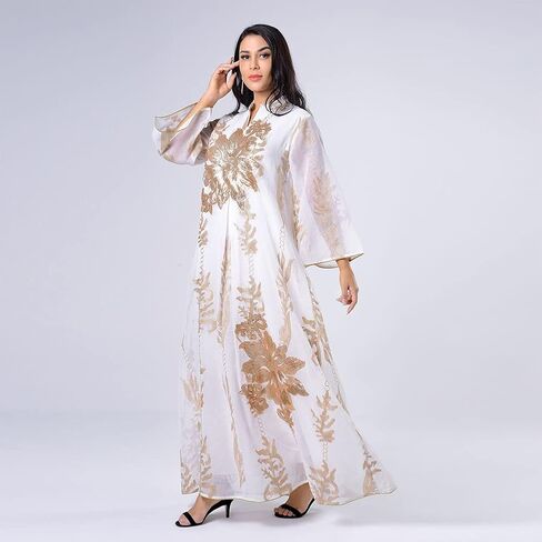 IMEKIS Women Muslim Abayas Applique Embroidery Long Sleeve Formal Dress Full Cover Islamic Dubai Robe Kaftan Prayer Clothes in Saudi Arabia