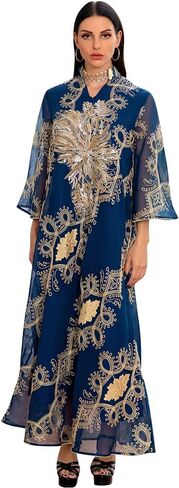 IMEKIS Women Muslim Abayas Applique Embroidery Long Sleeve Formal Dress Full Cover Islamic Dubai Robe Kaftan Prayer Clothes in Saudi Arabia