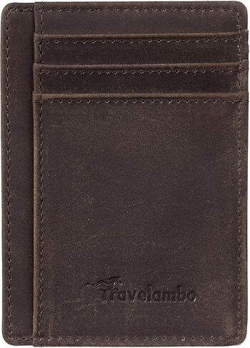 محفظة Travelambo ذات الجيب الأمامي البسيط من الجلد بتصميم نحيف وحجب RFID in Kuwait