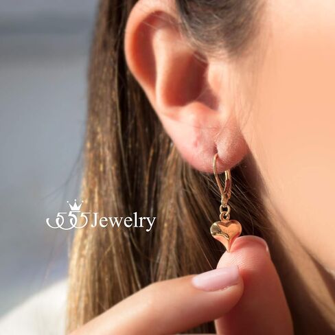 555Jewelry أقراط على شكل قلب من الفولاذ المقاوم للصدأ للنساء - أقراط على شكل قلب، أقراط على شكل قلب متدلية على شكل قلب - 1.1 بوصة in Saudi Arabia