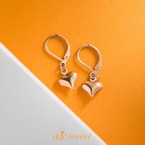 555Jewelry أقراط على شكل قلب من الفولاذ المقاوم للصدأ للنساء - أقراط على شكل قلب، أقراط على شكل قلب متدلية على شكل قلب - 1.1 بوصة in Saudi Arabia