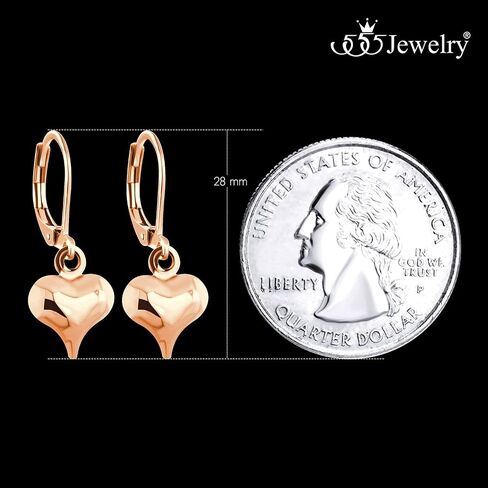 555Jewelry أقراط على شكل قلب من الفولاذ المقاوم للصدأ للنساء - أقراط على شكل قلب، أقراط على شكل قلب متدلية على شكل قلب - 1.1 بوصة in Saudi Arabia