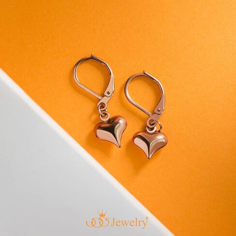 555Jewelry أقراط على شكل قلب من الفولاذ المقاوم للصدأ للنساء - أقراط على شكل قلب، أقراط على شكل قلب متدلية على شكل قلب - 1.1 بوصة in Saudi Arabia