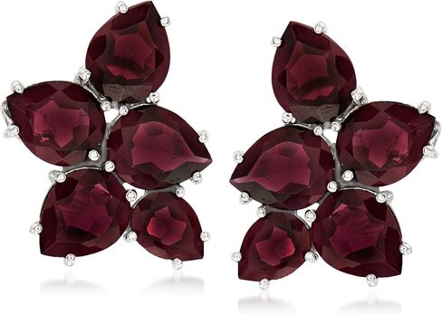 Ross-Simons 18.10 ct. t.w. Garnet Cluster Earrings in Sterling Silver in Saudi Arabia