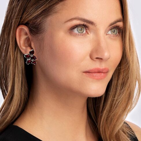 Ross-Simons 18.10 ct. t.w. Garnet Cluster Earrings in Sterling Silver in Saudi Arabia
