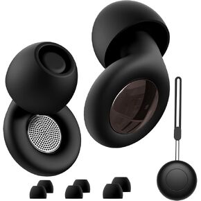 Ear Plugs for Sleeping Noise Cancelling, Reusable Soft Silicone Earplugs for Sleep, Concerts, Work, Travel, Hearing Protection -30dB Reduction, Includes Storage Case, Multiple Ear Tips -Black