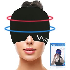Migraine Relief Cap Headache Relief Cap, Cool Gel Head Wrap, Upgraded Odorless Migraine Cap, Headache Hat, Hot & Cold Therapy for Puffy Eyes, Anxiety, Sinus, Tension - One Size Fit All
