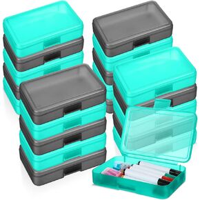 Zhehao 20pcs Plastic Pencil Box Clear Pencil Case for Kids Multi Purpose Pencil Box Colorful Plastic Pencil Box Pencils Storage Box for Kids Students Classroom (Black, Green)