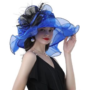 Women's Kentucky Derby Church Dress Hat Wide Brim Leaf Flower Bridal Shower Hat