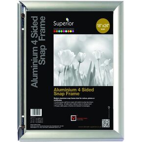 SECO Front Load Easy Open Snap Poster/Picture Frame, 18 x 24 inches - Silver