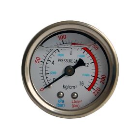 Fuel Pressure Gauge, 0-220 Psi Liquid Filled Pressure Gauges for Water Oil Pressure Test, Stainless Steel Case, 1.9 inch Dial, 1/8 NPT Brass Back Mount