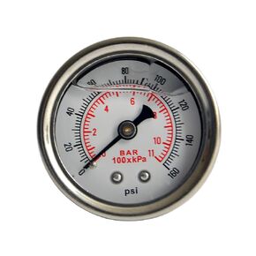 Fuel Pressure Gauge, 0-160 Psi Liquid Filled Pressure Gauges for Water Oil Pressure Test, Stainless Steel Case, 1.9 inch Dial, 1/8 NPT Brass Back Mount