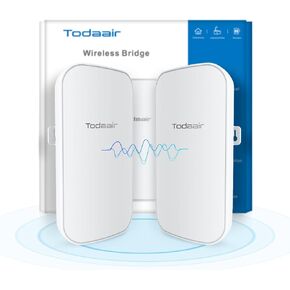 Wireless Bridge，2.4G 150Mbps Point to Point Wireless Bridge，Long Range Up to 1600 ft. ，24V PoE Power，IP65 Waterproof, 2-Pack