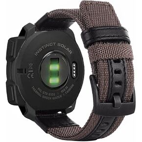 نايلون متين مع أربطة جلدية متوافقة مع Garmin Instinct/Instinct 2 Solar، سوار معصم عسكري رياضي 22 مم لـ Garmin Instinct التكتيكية/الشمسية/المد/الرياضات الإلكترونية